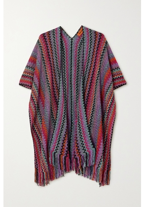 Missoni - Fringed Striped Crochet-knit Wrap - Red - One size