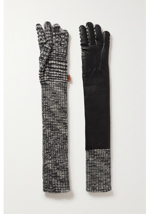 Missoni - Ribbed Wool And Leather Gloves - Black - One size