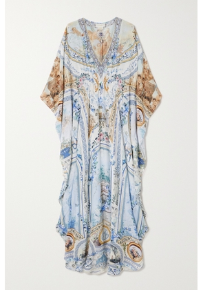 Camilla - Printed Silk-georgette Kaftan - Blue - One size