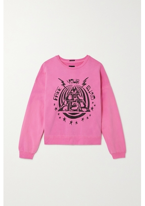 Mother - The Drop Square Printed Cotton-jersey Sweatshirt - Pink - x small,small,medium,large,x large