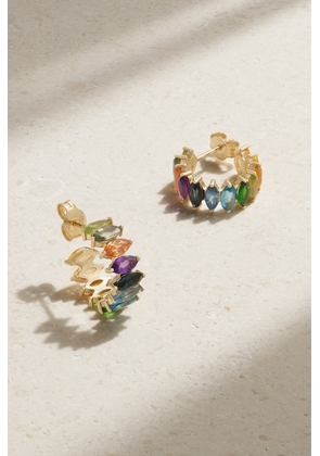 Diane Kordas - Vibrant Mosaic Mini 18-karat Gold Multi-stone Hoop Earrings - One size