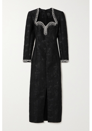 Huishan Zhang - Eleanor Crystal-embellished Cloqué Midi Dress - Black - UK 4,UK 6,UK 8,UK 10,UK 12,UK 14,UK 16
