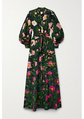Oscar de la Renta - Belted Floral-print Stretch Cotton-poplin Maxi Dress - Multi - x small,small,medium,large,x large