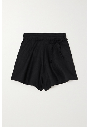Faithfull - + Net Sustain Felia Rope-trimmed Linen Shorts - Black - x small,small,medium,large,x large,xx large