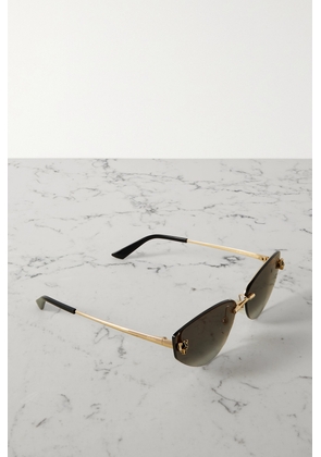 Cartier Eyewear - Panthère D De Cartier Cat-eye Gold-tone Sunglasses - Gray - One size
