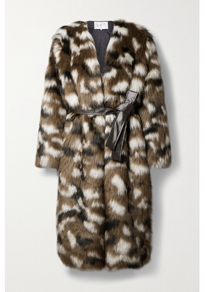 Sea - Karlie Oversized Belted Faux Fur Coat - Brown - x small,small,medium,large