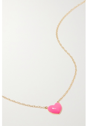 Alison Lou - Heart 14-karat Gold And Enamel Necklace - Pink - One size