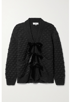 Sea - Teresa Velvet-trimmed Wool-blend Cardigan - Black - xx small,x small,small,medium,large