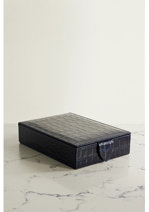 Smythson - Mara Croc-effect Leather Jewelry Box - Blue - One size