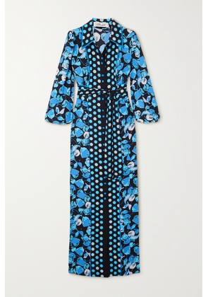 Diane von Furstenberg - Joshua Belted Printed Crepe Maxi Dress - Blue - US0,US2,US4,US6,US8,US10,US12,US14