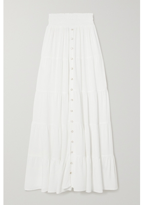 Melissa Odabash - Dee Shirred Tiered Woven Maxi Skirt - White - x small,small,medium,large