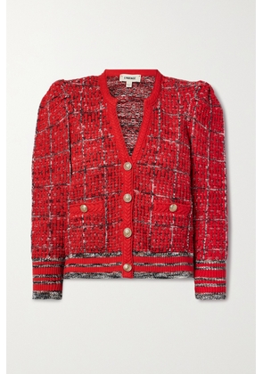L'AGENCE - Jenni Checked Bouclé-knit Cardigan - Red - x small,small,medium,large