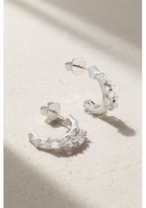 Ananya - Scatter 18-karat White Gold, Diamond And Sapphire Hoop Earrings - One size