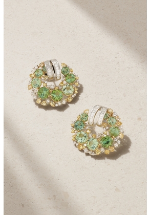 Ananya - 18-karat White And Yellow Gold Multi-stone Earrings - Green - One size