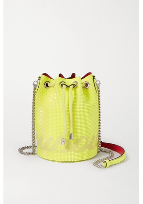 Christian Louboutin - Marie Jane Neon Crystal-embellished Suede Bucket Bag - Yellow - One size