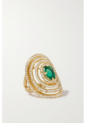David Yurman - Stax 18-karat Gold, Emerald And Diamond Ring - 7