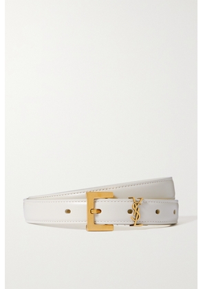 SAINT LAURENT - Cassandre Leather Belt - Off-white - 65,70,75,80,85,90,95,100,105