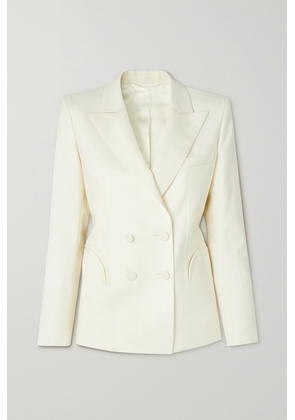 Blazé Milano - First Class Charmer Double-breasted Silk-trimmed Wool Blazer - Cream - 00,0,1,2,3,4