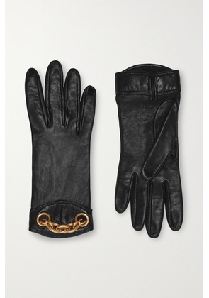 SAINT LAURENT - Chain-embellished Leather Gloves - Black - 6.5,7,7.5,8