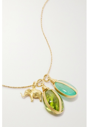 Pippa Small - 18-karat Gold, Cord, Emerald And Peridot Necklace - Green - One size
