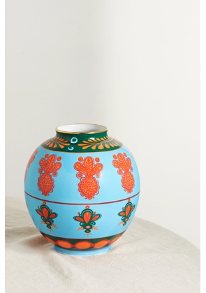 La DoubleJ - Bubble Gold-plated Painted Porcelain Vase - Blue - One size