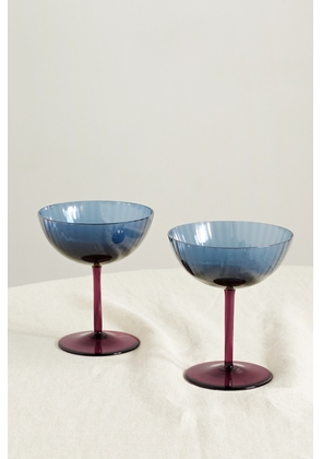 La DoubleJ - Set Of Two Murano Glass Champagne Coupes - Blue - One size