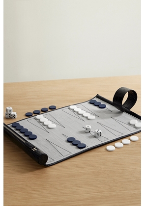 Smythson - Mara Croc-effect Leather And Suede Travel Backgammon Set - Blue - One size