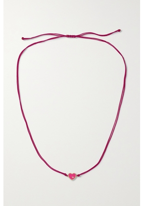 Yvonne Léon - 9-karat Gold, Cord, Enamel And Diamond Necklace - Pink - One size