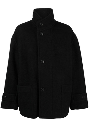 Lemaire high-neck virgin wool coat - Black