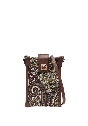 ETRO jacquard leather-trim shoulder bag - Brown