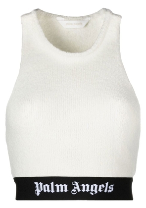 Palm Angels logo-underband cropped top - White