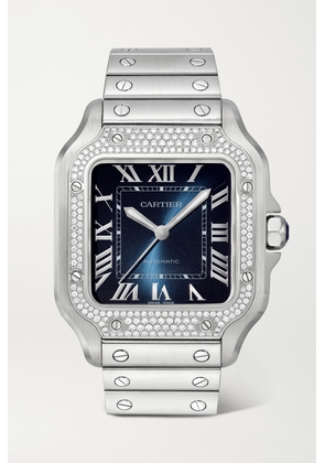 Cartier - Santos De Cartier Automatic 35.1mm Stainless Steel And Diamond Watch - Silver - One size