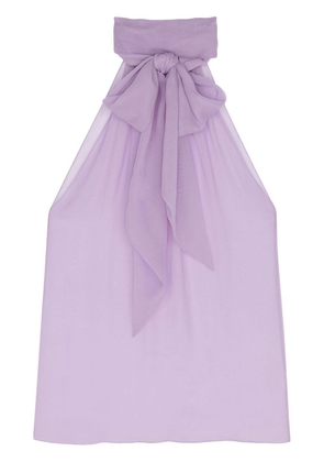 Saint Laurent bow-detail semi-sheer blouse - Purple