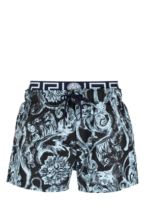Versace Barocco-print layered swim shorts - Blue
