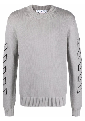 Off-White logo-embroidered jumper - Grey