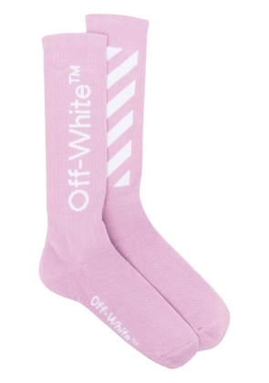 Off-White Diag-stripe logo-intarsia socks - Purple