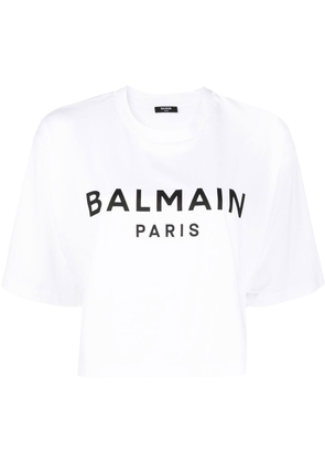 Balmain logo crew-neck T-shirt - White
