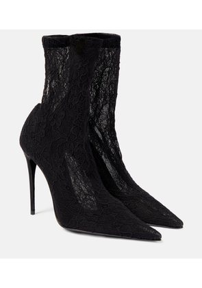 Dolce&Gabbana Lollo lace and leather ankle boots