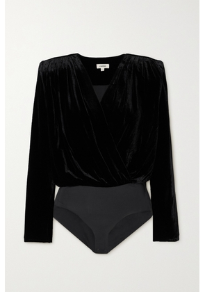 L'AGENCE - Kallie Velvet And Stretch-jersey Bodysuit - Black - x small,small,medium,large,x large