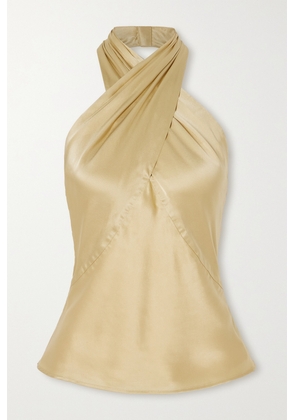 L'AGENCE - Letitia Silk-charmeuse Halterneck Top - Gold - x small,small,medium,large,x large