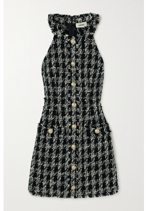 L'AGENCE - Jade Button-embellished Frayed Cotton-tweed Mini Dress - Black - US0,US2,US4,US6,US8,US10,US12,US14