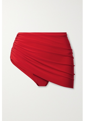 Norma Kamali - Diana Ruched Bikini Briefs - Red - x small,small,medium,large,x large