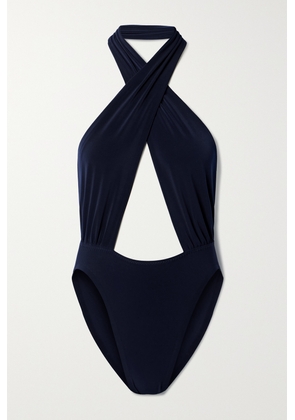 Norma Kamali - Cutout Halterneck Swimsuit - Blue - x small,small,medium,large,x large