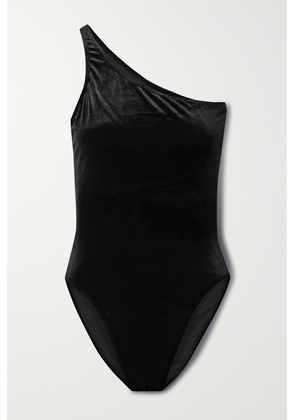 Norma Kamali - Mio One-shoulder Stretch-velvet Swimsuit - Black - x small,small,medium,large,x large