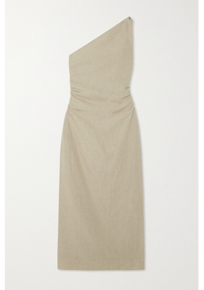 Faithfull The Brand - + Net Sustain Jomana One-shoulder Ruched Linen Maxi Dress - Neutrals - x small,small,medium,large,x large,xx large
