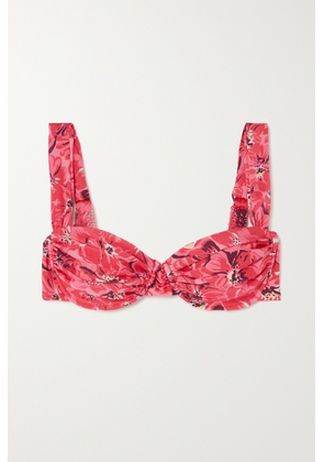 Faithfull - + Net Sustain Sol Ruched Floral-print Underwired Bikini Top - Pink - x small,small,medium,large,x large,xx large