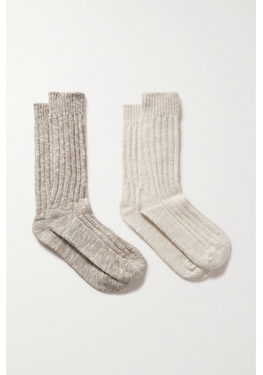 Deiji Studios - The Woven Set Of Two Stretch-organic Cotton Socks - Cream - XS/S,M/L