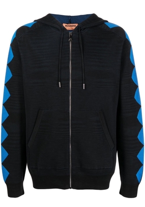 Missoni patterned-sleeve zipped hoodie - Black