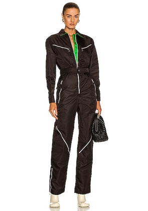 Bottega Veneta Nylon Long Jumpsuit in Fondant - Black. Size 34 (also in ).