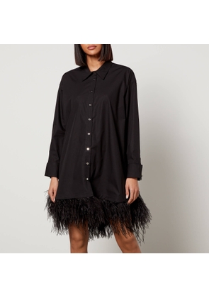 Marques Almeida Feather-Trimmed Organic Cotton Shirt Dress - UK 10